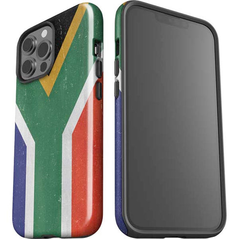 South Africa Flag Distressed iPhone 15 Pro Max Impact Case